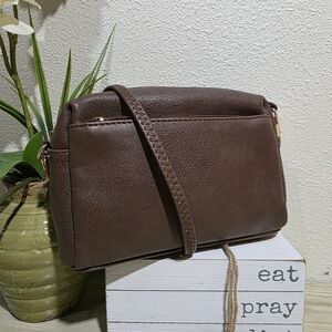 Fashion Puzzle Brown Faux Leather Shoulder Purse